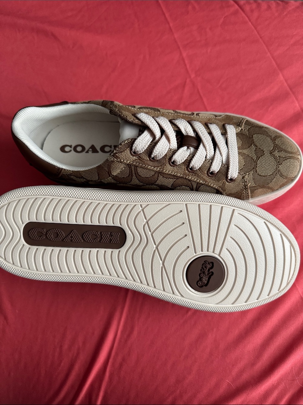 Coach Tan/Brown Signature Low-Top Sneakers